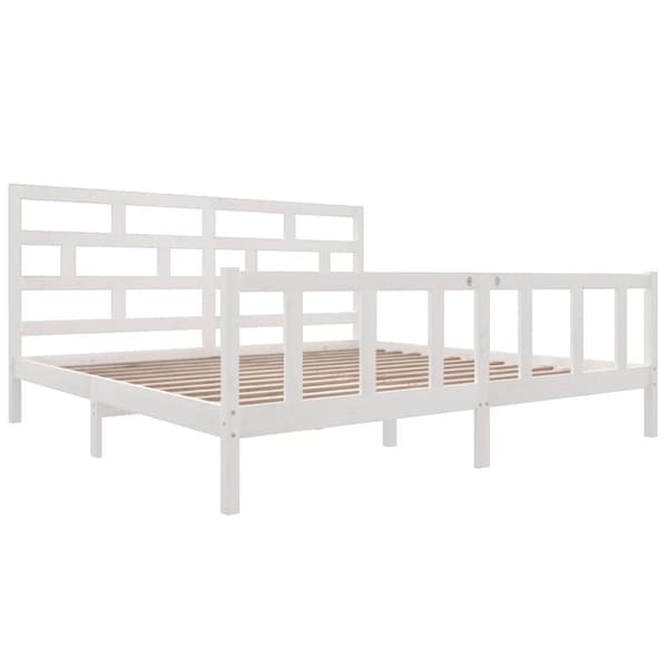 vidaXL sengeramme 200x200 cm massivt fyrretræ hvid -  Senge & sengeramme