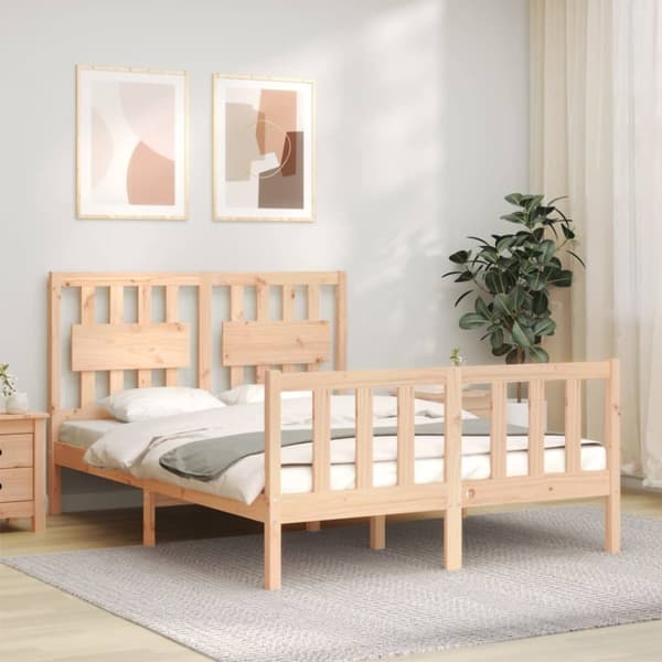 vidaXL sengeramme med sengegavl 120x200 cm massivt træ hvid -  Senge & sengeramme
