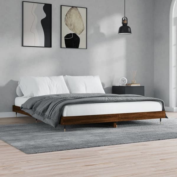 vidaXL sengestel 120x200 cm konstrueret træ brun eg - Senge & sengeramme