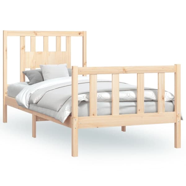 vidaXL Sängynrunko päätylevyllä 90x200 cm täysi mänty - Sängyt & sängynrungot