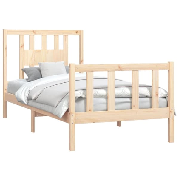 vidaXL Sängynrunko päätylevyllä 90x200 cm täysi mänty - Sängyt & sängynrungot