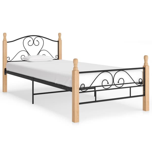 vidaXL Sängynrunko musta metalli 90x200 cm -  Sängyt & sängynrungot