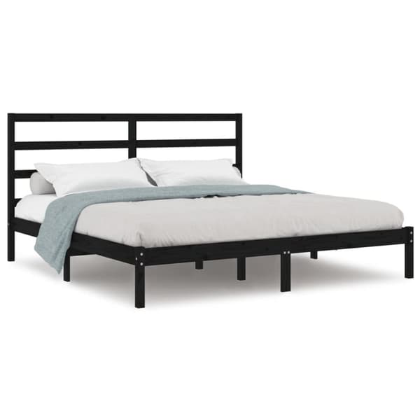 vidaXL sengeramme 200x200 cm massivt fyrretræ sort - Senge & sengeramme