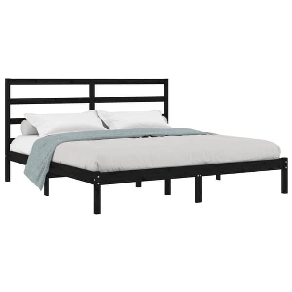 vidaXL sengeramme 200x200 cm massivt fyrretræ sort - Senge & sengeramme