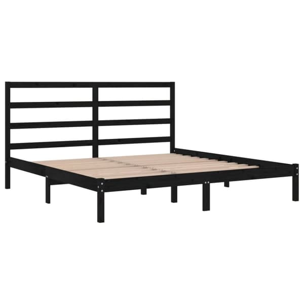 vidaXL sengeramme 200x200 cm massivt fyrretræ sort - Senge & sengeramme