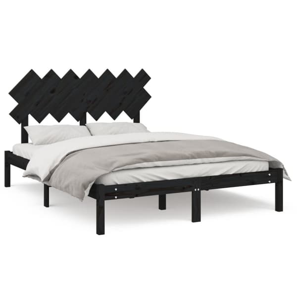 vidaXL Sängynrunko musta 140x190 cm täysi puu - Sängyt & sängynrungot