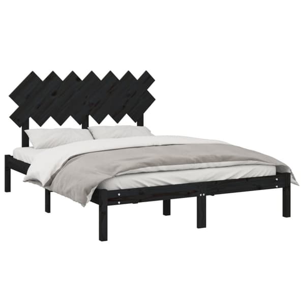 vidaXL Sängynrunko musta 140x190 cm täysi puu - Sängyt & sängynrungot