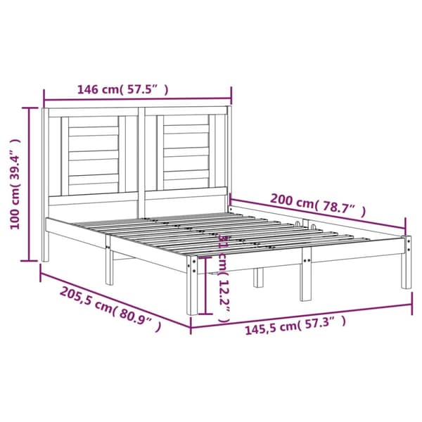 vidaXL sengeramme 140x200 cm massivt fyrretræ -  Senge & sengeramme