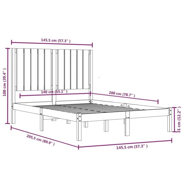 vidaXL sengeramme 140x200 cm massivt fyrretræ - Senge & sengeramme