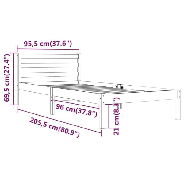 vidaXL Sängram massiv furu 90x200 cm - Sängar & sängramar