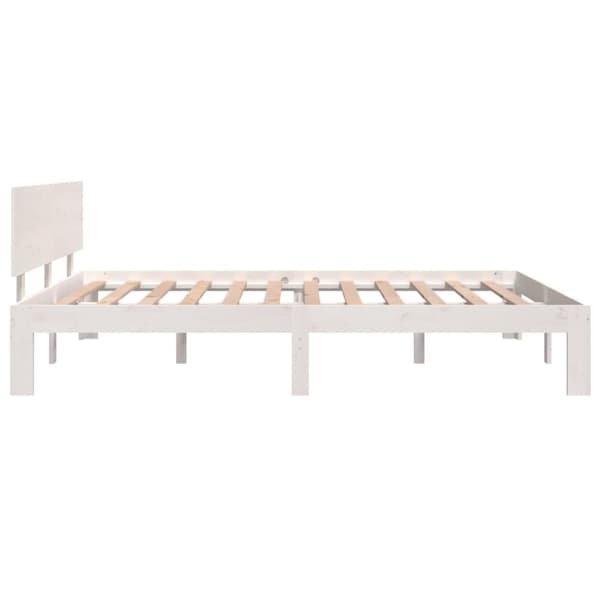 vidaXL Sängynrunko valkoinen täysi mänty 140x190 cm -  Sängyt & sängynrungot