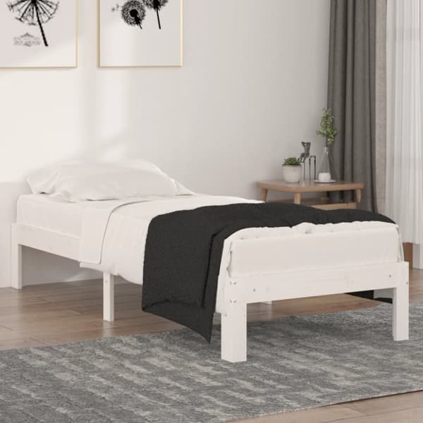 vidaXL Sängram vit massivt trä 75x190 cm - Sängar & sängramar