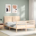 Miniatyrbillede 4 af 11: vidaXL sengeramme med sengegavl 140x200 cm massivt træ hvid -  Senge & sengeramme
