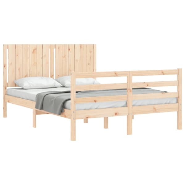 vidaXL sengeramme med sengegavl 140x200 cm massivt træ hvid -  Senge & sengeramme
