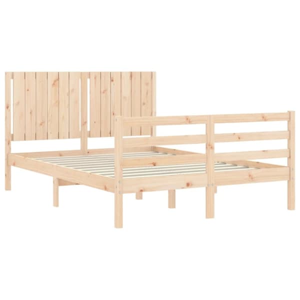 vidaXL sengeramme med sengegavl 140x200 cm massivt træ hvid -  Senge & sengeramme