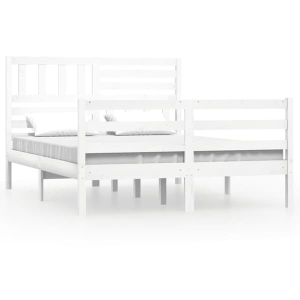 vidaXL sengeramme 160x200 cm King Size massivt træ hvid - Senge & sengeramme