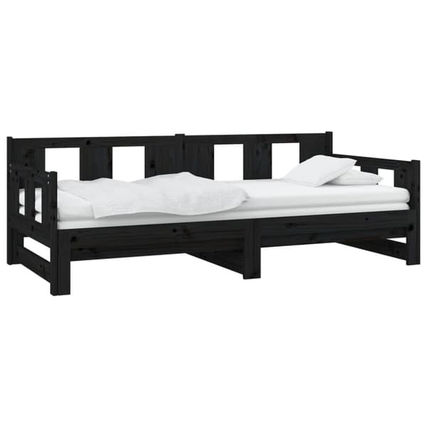 vidaXL Bäddsoffa svart massiv furu 2x(90x200) cm -  Sängar & sängramar