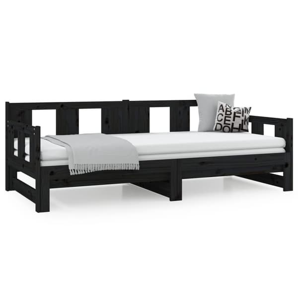 vidaXL Bäddsoffa svart massiv furu 2x(90x200) cm -  Sängar & sängramar