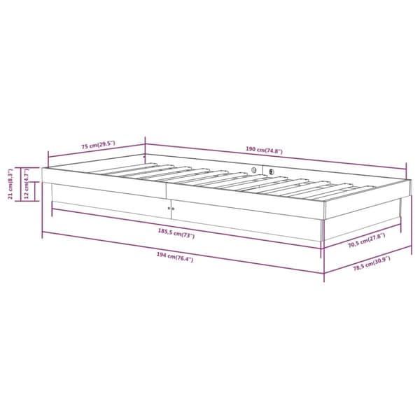 vidaXL sengeramme 75x190 cm massivt træ - Senge & sengeramme