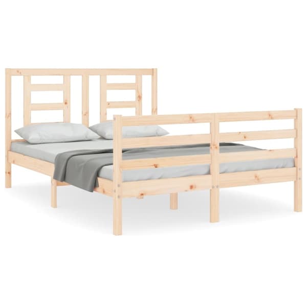 vidaXL sengeramme med sengegavl 120x200 cm massivt træ hvid - Senge & sengeramme