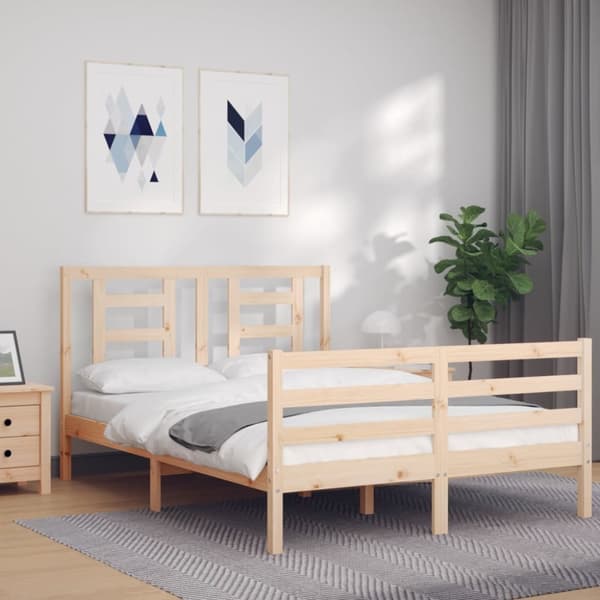 vidaXL sengeramme med sengegavl 120x200 cm massivt træ hvid - Senge & sengeramme
