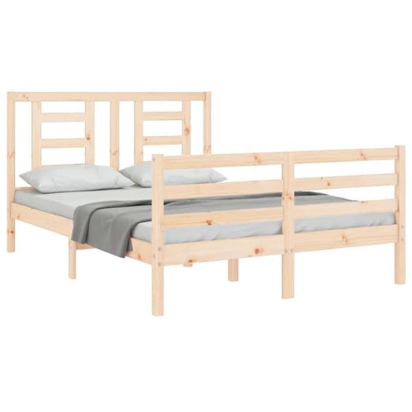 vidaXL sengeramme med sengegavl 120x200 cm massivt træ hvid - Senge & sengeramme