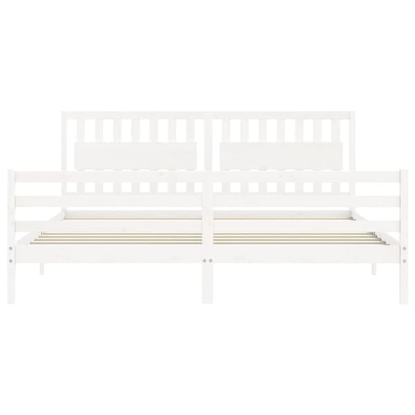 vidaXL sengeramme med sengegavl 200x200 cm massivt træ hvid -  Senge & sengeramme