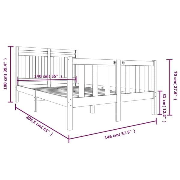 vidaXL sengeramme 140x200 cm massivt træ - Senge & sengeramme