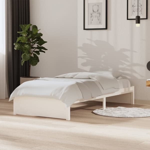 vidaXL sengeramme 90x190 cm Single massivt træ hvid - Senge & sengeramme