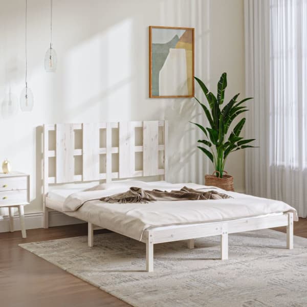 vidaXL sengeramme 120x190 cm Small Double massivt træ hvid - Senge & sengeramme