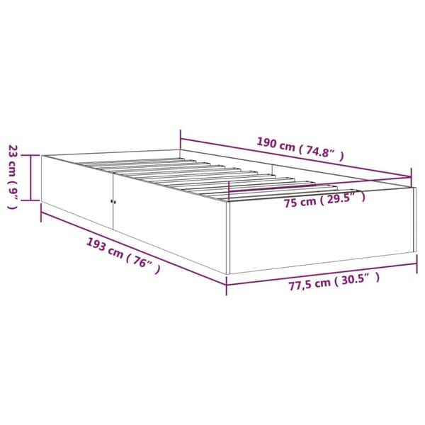 vidaXL Sängram massivt trä 75x190 cm - Sängar & sängramar