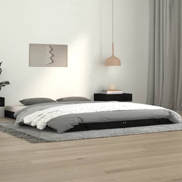 vidaXL sengeramme 140x190 cm massivt fyrretræ sort - Senge & sengeramme