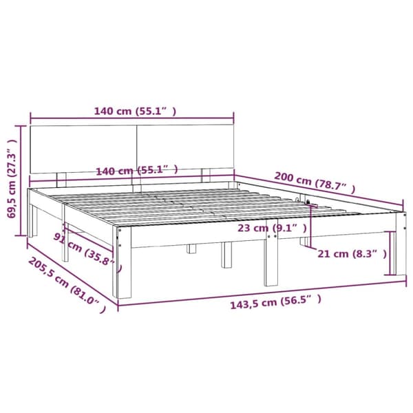 vidaXL Sängram massiv furu 140x200 cm - Sängar & sängramar