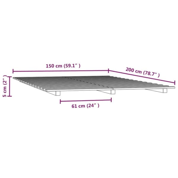 vidaXL Sängynrunko valkoinen 150x200 cm täysi mänty -  Sängyt & sängynrungot