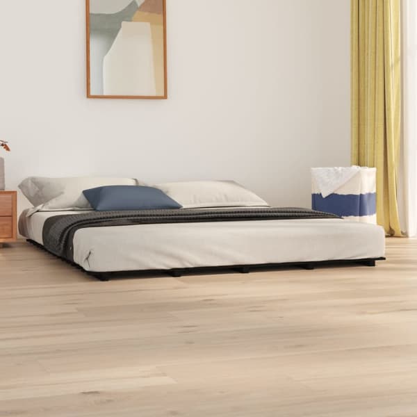 vidaXL sengeramme 200x200 cm massivt fyrretræ sort - Senge & sengeramme