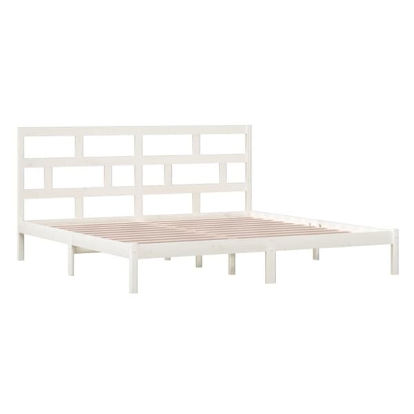 vidaXL Sängynrunko valkoinen täysi mänty 200 x 200 cm - Sängyt & sängynrungot