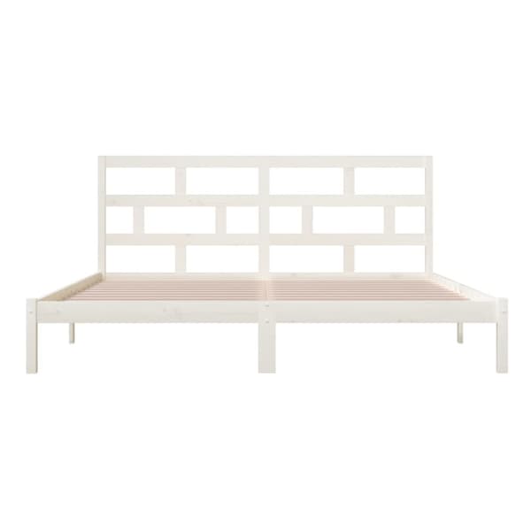 vidaXL Sängynrunko valkoinen täysi mänty 200 x 200 cm - Sängyt & sängynrungot