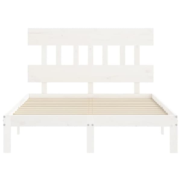 vidaXL sengeramme med sengegavl 140x190 cm massivt træ hvid -  Senge & sengeramme
