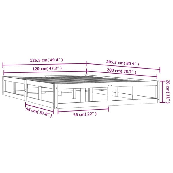 vidaXL sengeramme 120x200 cm massivt træ -  Senge & sengeramme