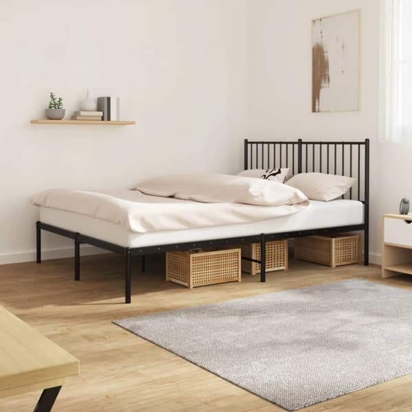 vidaXL sengeramme med sengegavl 140x200 cm metal sort - Senge & sengeramme