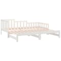 Miniatyrbillede 8 af 11: vidaXL daybed med udtræk 2x(90x190) cm massivt fyrretræ hvid -  Senge & sengeramme
