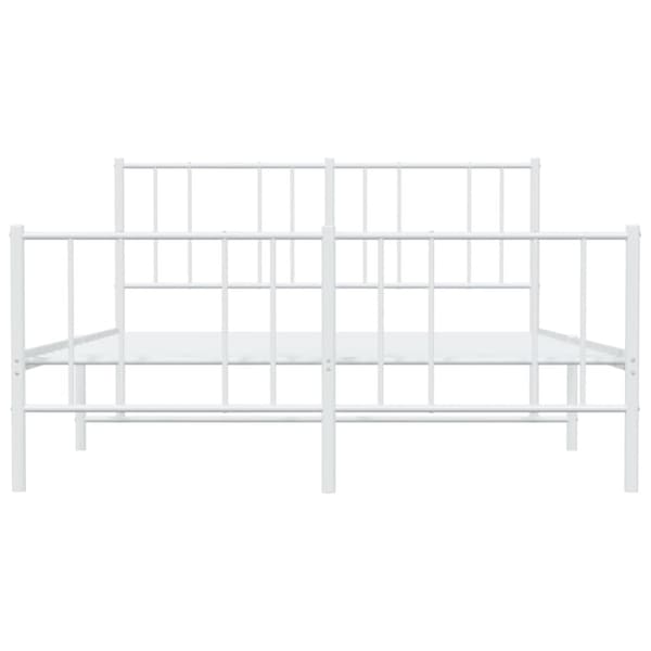 vidaXL sengeramme med sengegavl og fodgærde 120x190 cm metal hvid - Senge & sengeramme