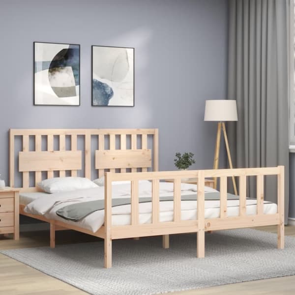 vidaXL sengeramme med sengegavl 160x200 cm massivt træ - Senge & sengeramme