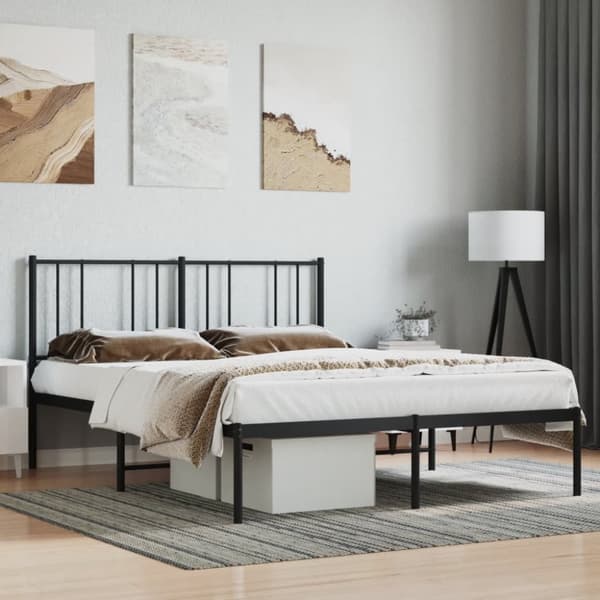vidaXL sengeramme med sengegavl 140x200 cm metal sort -  Senge & sengeramme