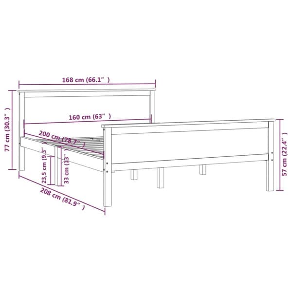 vidaXL sengeramme 160x200 cm massivt fyrretræ - Senge & sengeramme