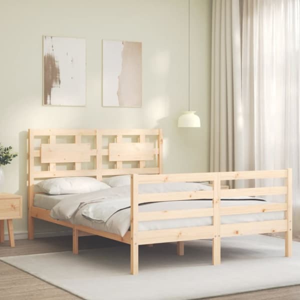 vidaXL Sängram med huvudgavel 120x200 cm massivt trä -  Sängar & sängramar