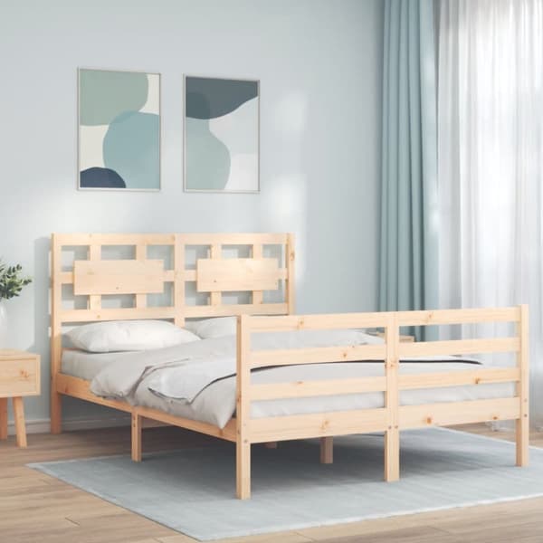vidaXL Sängram med huvudgavel 120x200 cm massivt trä -  Sängar & sängramar