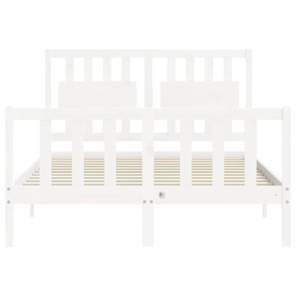 vidaXL sengeramme med sengegavl 120x200 cm massivt træ hvid -  Senge & sengeramme
