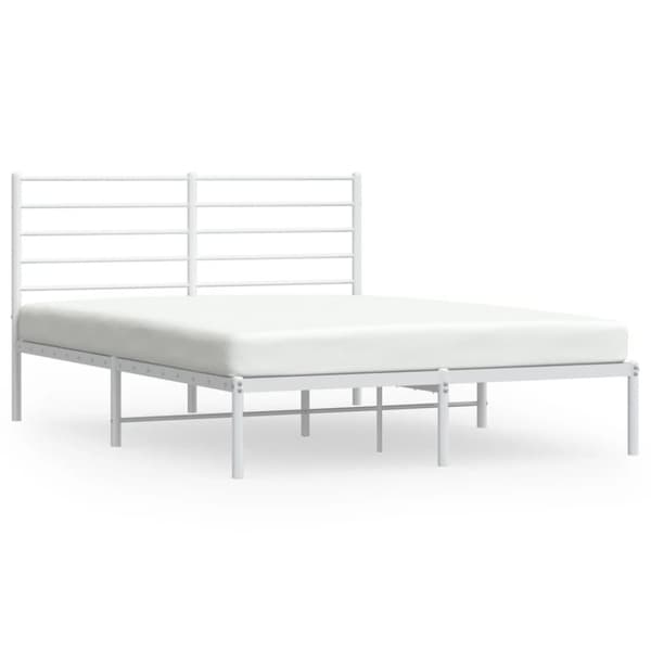 vidaXL sengeramme med sengegavl 120x200 cm metal hvid - Senge & sengeramme