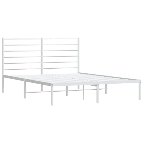 vidaXL sengeramme med sengegavl 120x200 cm metal hvid - Senge & sengeramme
